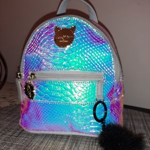 🌈Psychedelic Betsey Johnson backpack with pompom